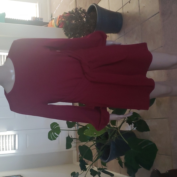 Long  puff sleeve tunic/mini huge tie in front ribbed loose fit - Picture 5 of 5